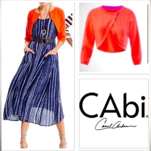 Cabi #5008 Cropped Piccolo Shrug Cardigan Tiger Lily Orange XS - Picture 9 of 9